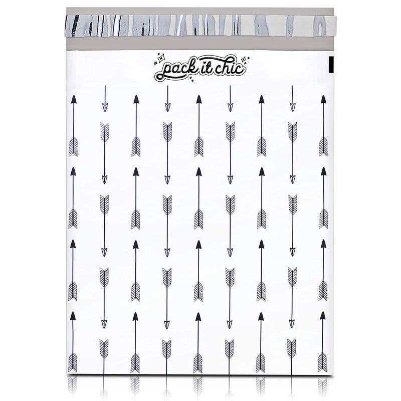 Pack It Chic - 10X13 (100 Pack) Arrows Pattern Poly Mailer Envelope Plastic Custom Mailing & Shipping Bags - Self Seal - Image 1